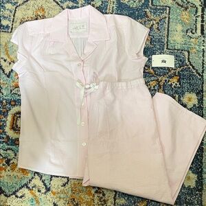 NWT The Cat’s Pajamas Women's Pink Seersucker Pajama Set